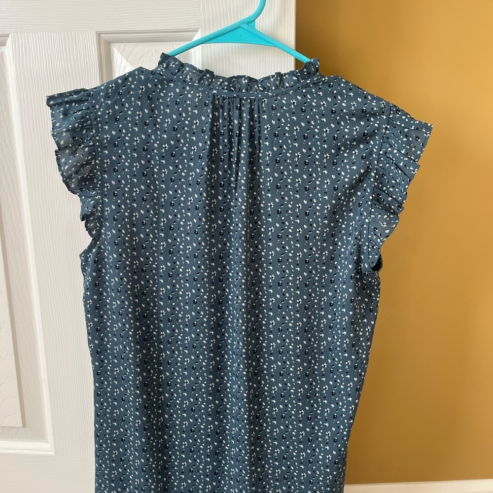 Daniel Rainn Teal Floral Blouse - Picture 3 of 3